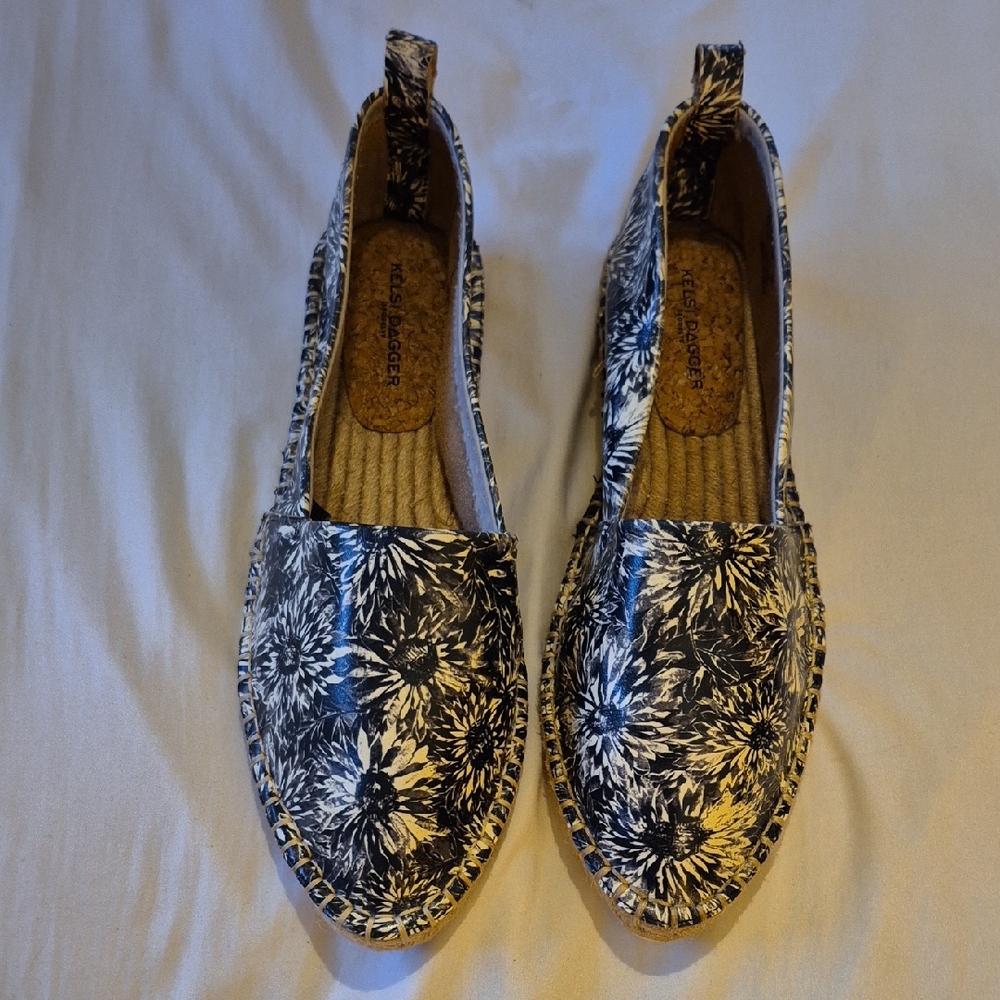 Kelsi Dagger Black and White Patterned Espadrilles